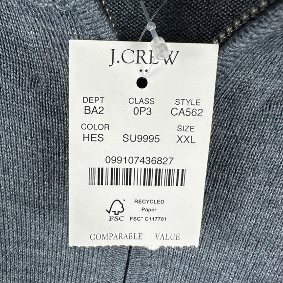 J. Crew Mens Merino Wool Blend Quarter Zip Sweater Grey Size XXL NWT - Picture 6 of 7